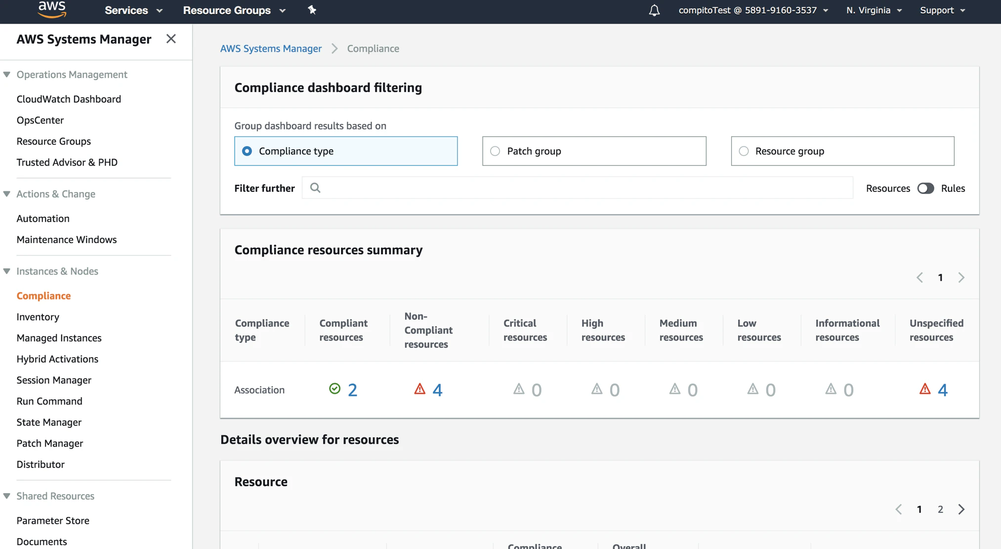 screenshot of AWS Systems Manager
